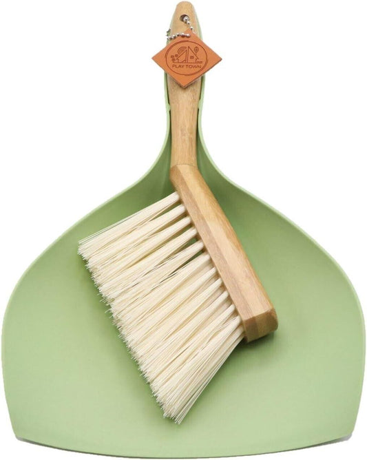 Small Broom & Dustpan Set Bamboo Handle Mini Brush Dustpan Short Hand Broom - Opticdeals