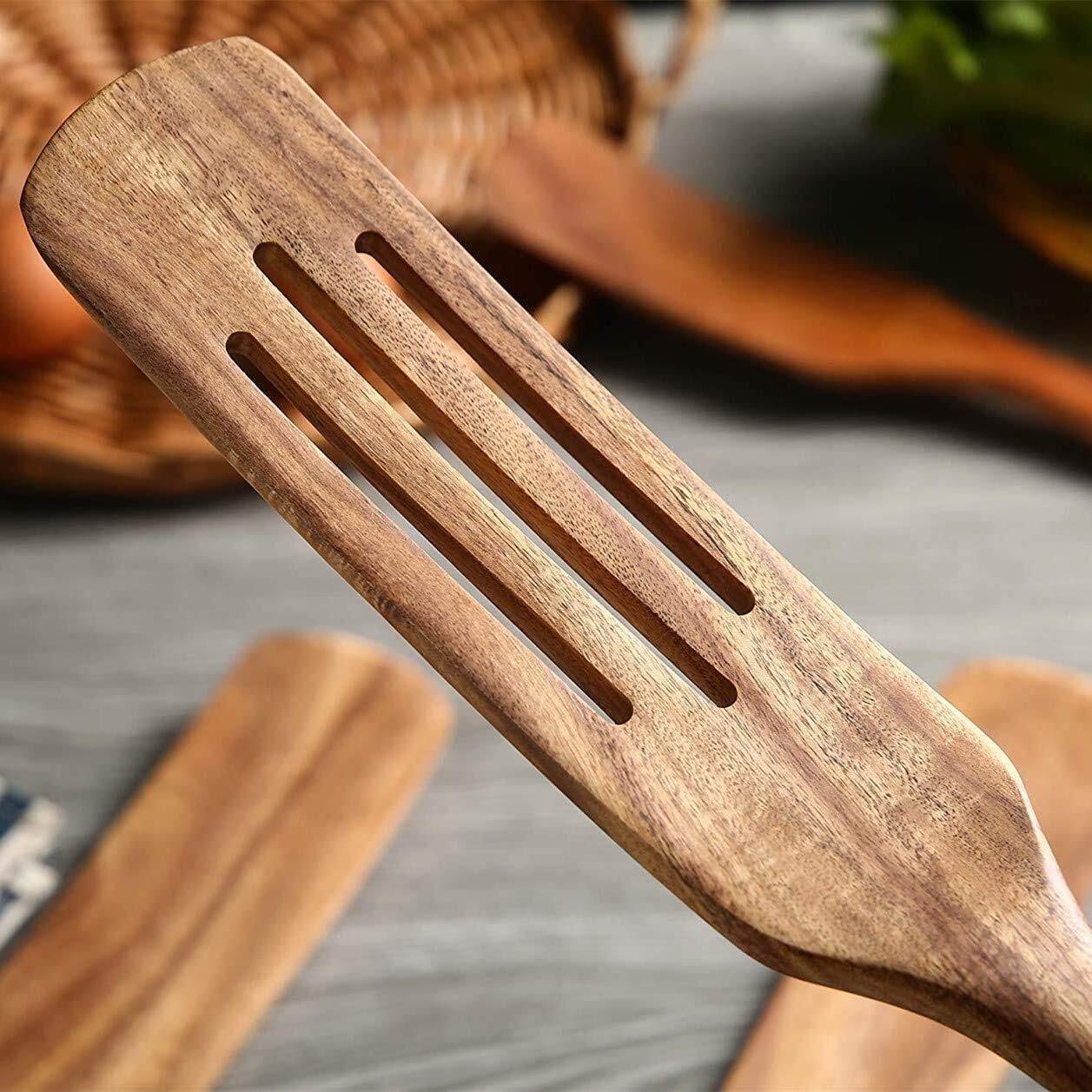 7PC  Wooden Spurtles Set. Slotted spatula Ladle colander