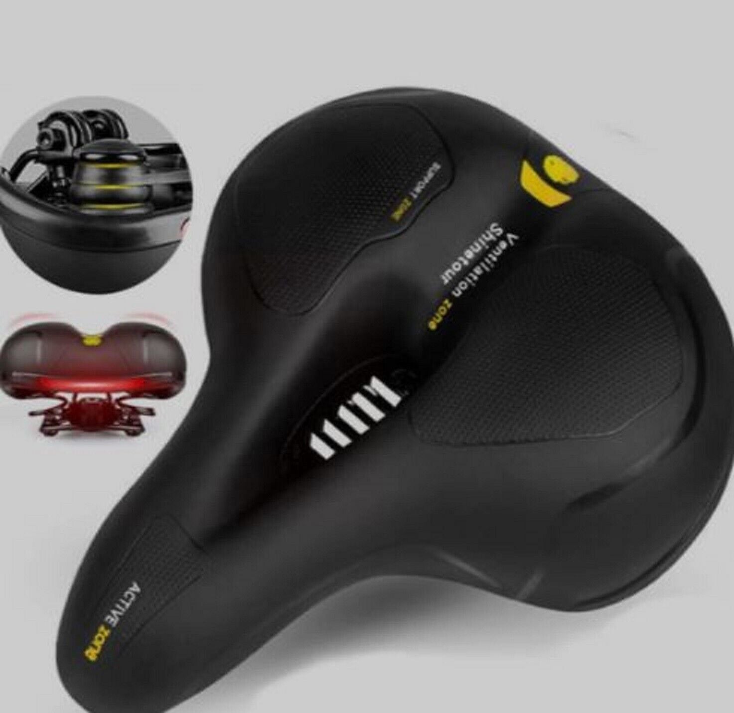 Wide Bike Seat Comfortable With Shock Absorption - Opticdeals