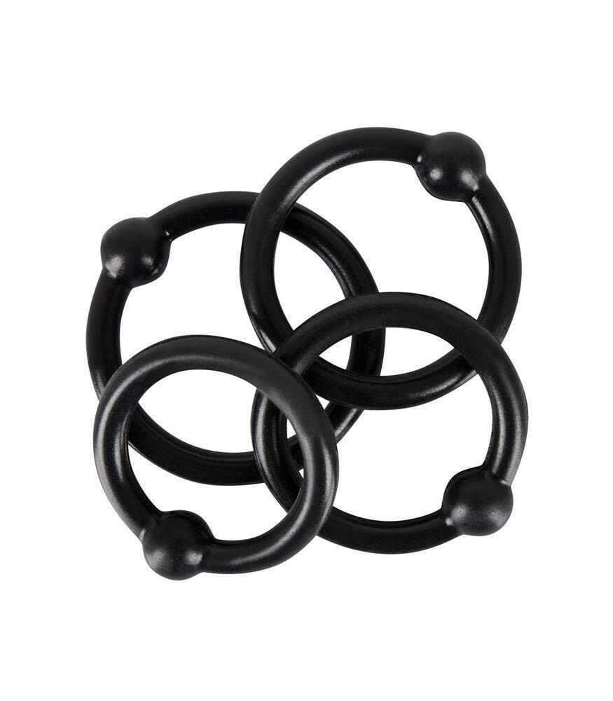 4 PCS Silicone Cock Bands - Flexible - Black