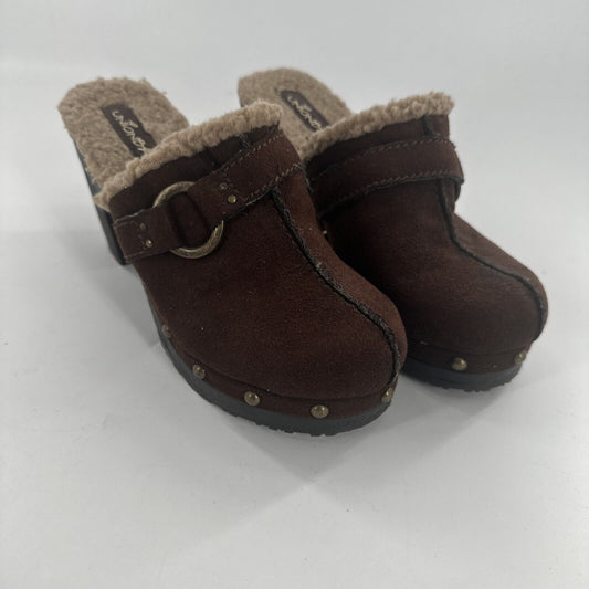 Union Bay Spuds size 7.5M brown Clogs Mule Chunky Block Y2K lined shoes Vegan