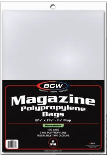 BCW Resealable Magazine Bags 8-3/4" X 11-1/8" with 1-1/2" Flap. (100-Count) - Opticdeals