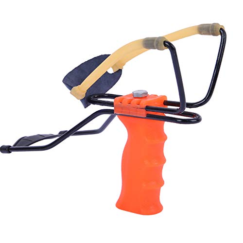 liuyi Slingshot Adult Outdoor Precision Metal Steel Slingshot Professional Hunting Slingshot Combination Set Heavy-Duty Launch Belt high-Speed Flat Round Rubber Band (Orange Classic Tradition) - Opticdeals