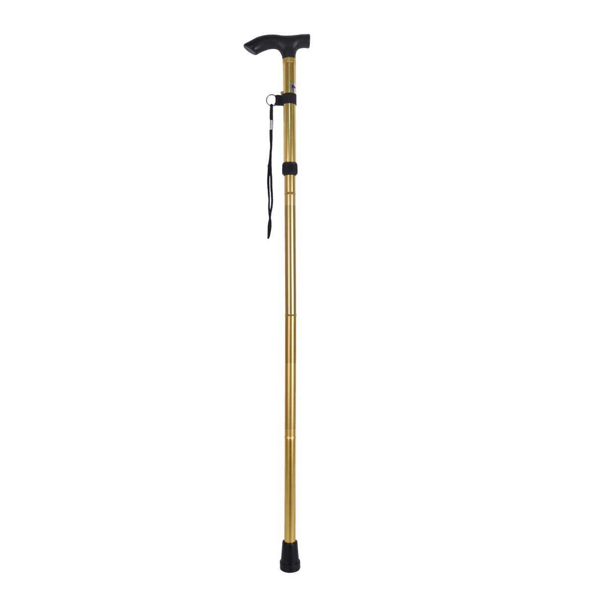 Baitaihem Adjustable Foldable Walking Cane 4 Section Aluminum Alloy Folding Walking Stick - Lightweight & Sturdy Offset Walking Stick Sleek, Comfortable T Handles(Gold) - Opticdeals