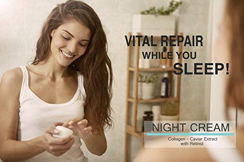 Night Cream with Collagen, Caviar Extract & Retinol - repair and moisturize skin at night - 4 oz - Opticdeals