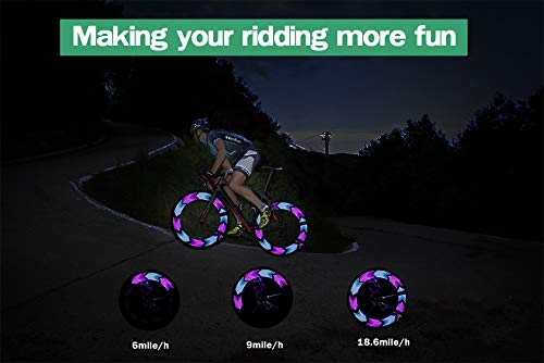 Singsinghome Bike Wheel Lights 14LED Waterproof Spoke Light Cycling Decoration Cool Bicycle Wheel Light Safety Tire Light 30 Patterns with Changing Color Auto On/Off 2 Pack - Opticdeals