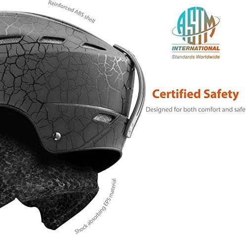 Ski Helmet Unisex (Black-2, L Size:59-61cm Snowboard Helmet - Adjustable Venting Goggles Compatible Removable Liner Ear Pads - Opticdeals