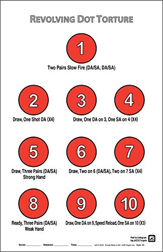 EZ2C Targets Style 26 (50 Count) Double Action (Revolver) Revolving Dot Torture Training Shooting Drill Target Pack (50), Fun Shooting Targets Pistol and handguns, Indoor & Outdoor Range Paper Targets - Opticdeals