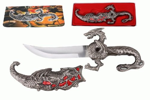 10" Fantasy dragon dagger with gift box (red fitting) - Opticdeals