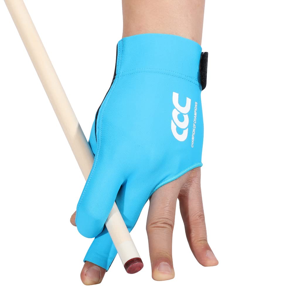 PiKu Pool Billiard Carom Snooker Cue Game Gloves Unisex 1PC (Blue, Medium) Left Hand  Elastic Lycra 3 Fingers Show Gloves for Playerss - - Opticdeals