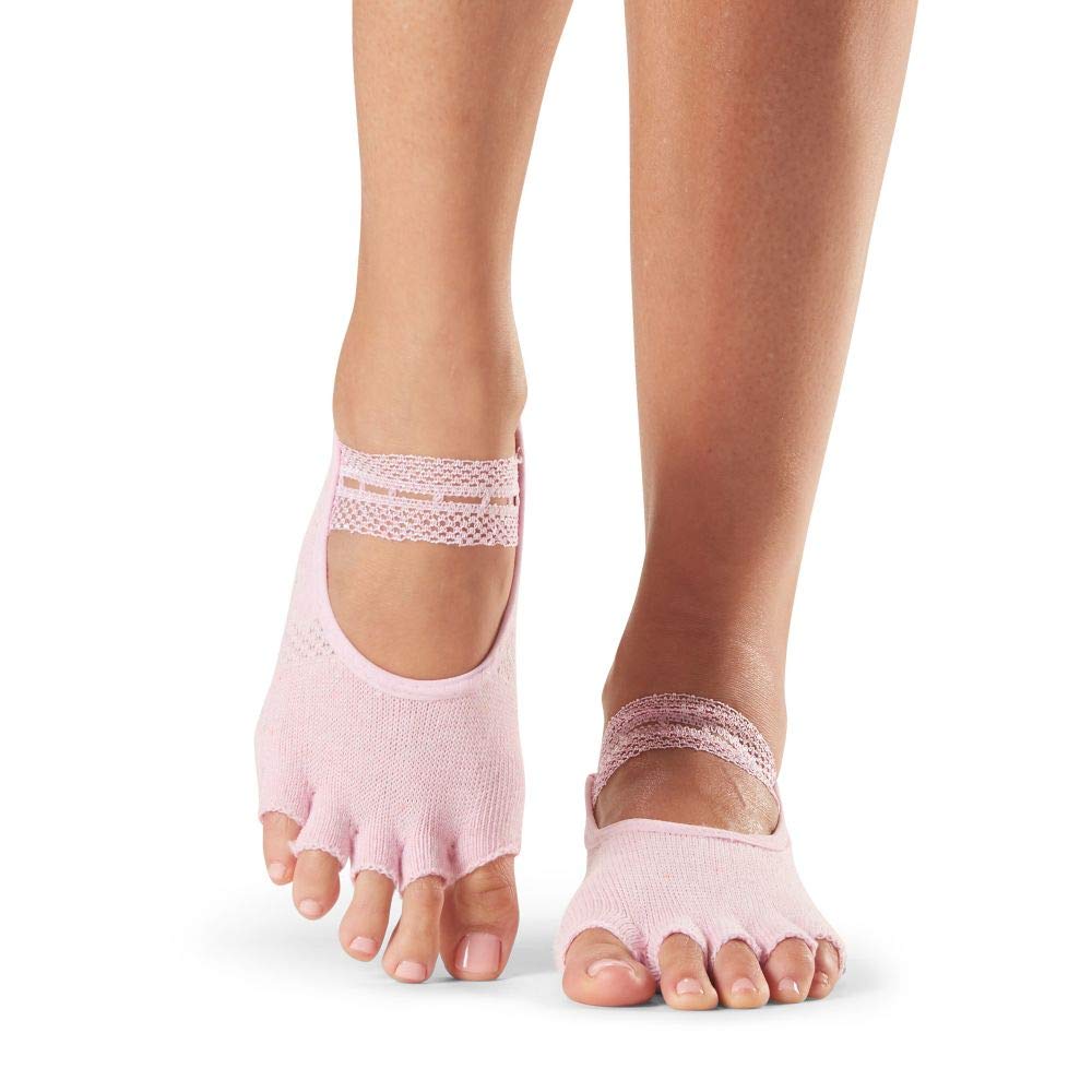 toesox Grip Pilates Barre Socks Half Toe, Medium, Allure - Opticdeals