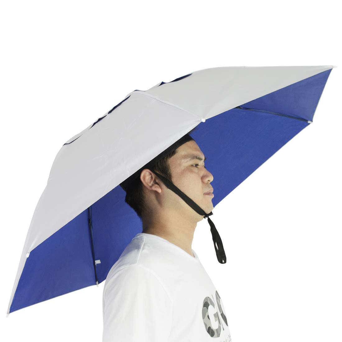 NEW-Vi Fishing Umbrella Hat Folding Sun Rain Cap Adjustable Multifunction - Opticdeals
