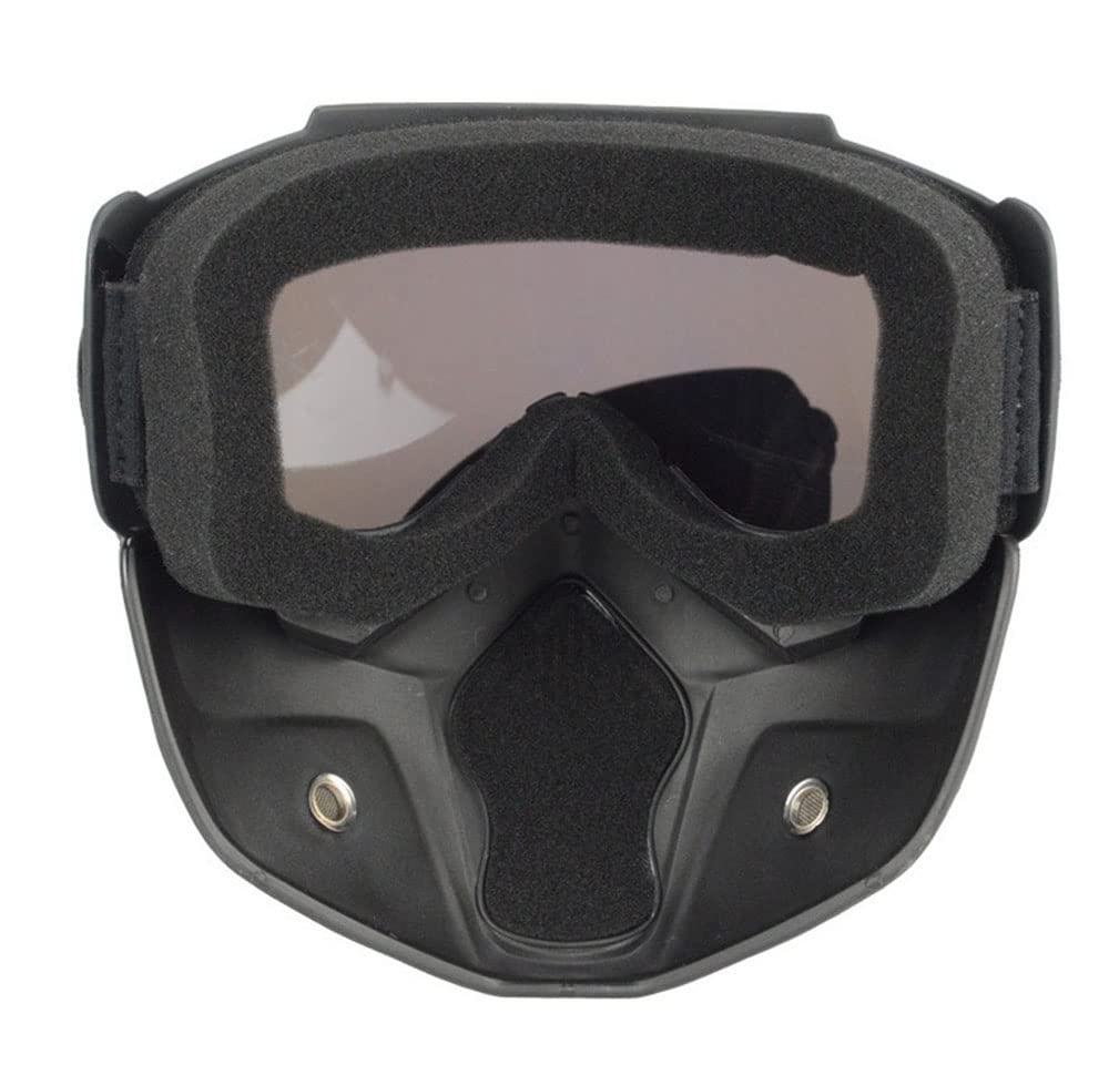 Motorcycle Goggles Glasses With Removable Face Mask Fog-proof Black/Gray Lens - Opticdeals