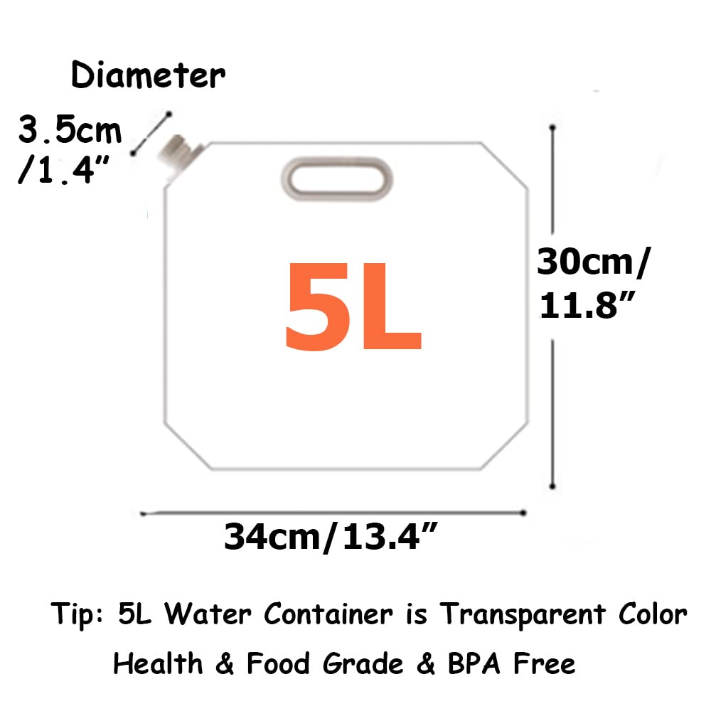 SUPANT 4 x 5 Litres/5.3 Gal Collapsible Water Jug Container, Freezable, BPA Free Plastic Water Carrier Tank, Outdoor Folding Water Bag for Sport Camping Riding Mountaineer, Food Grade - Opticdeals