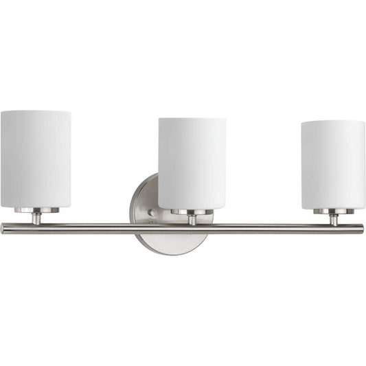 Replay Collection 3-Light Etched White Glass Modern Bath Vanity Light Brushed - Opticdeals