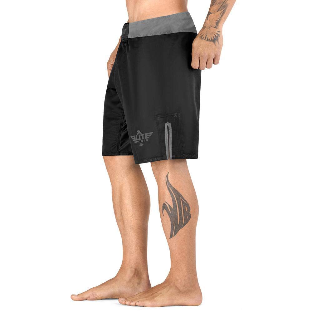 Elite Sports NEW ITEM Black Jack Series Fight Shorts,Gray,X-Large - Opticdeals