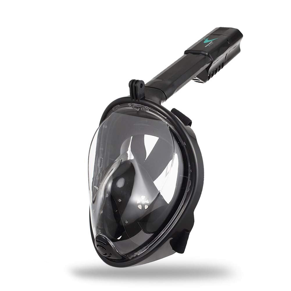 Full Face Snorkel Mask, Black Detachable Camera Mount, Anti-Fog Anti-Leak  S/M) - Opticdeals