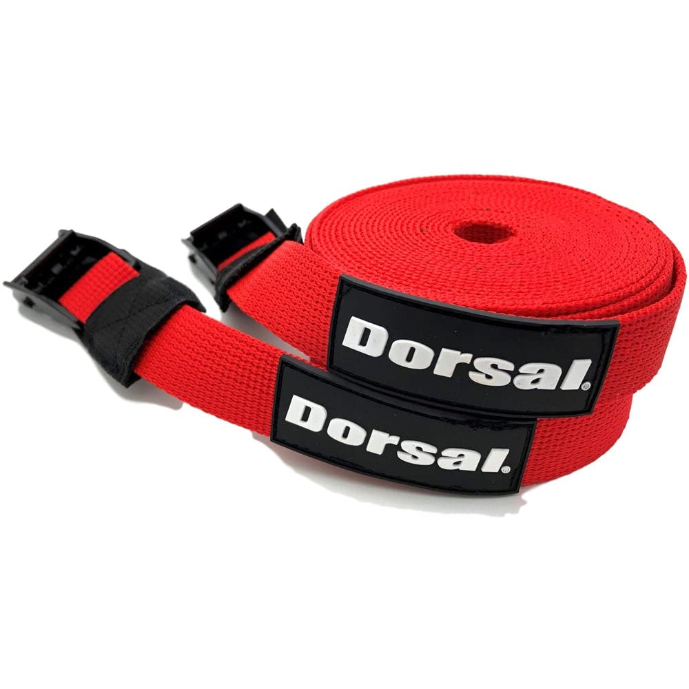 Dorsal Tie Down Straps for Roof Rack Pads Crossbars Holds Surfboards Kayaks Canoes Paddleboards Nylon 15' Feet Black - Opticdeals