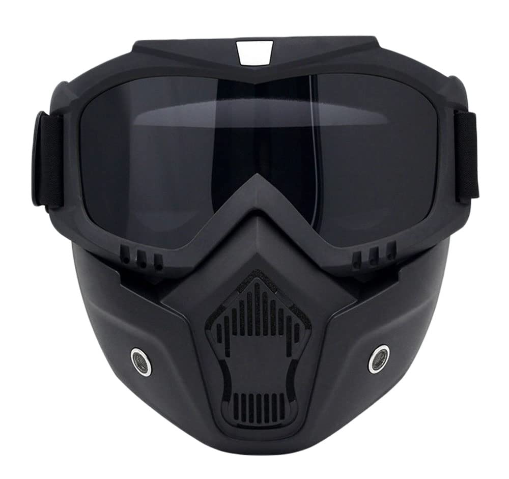 Motorcycle Goggles Glasses With Removable Face Mask Fog-proof Black/Gray Lens - Opticdeals