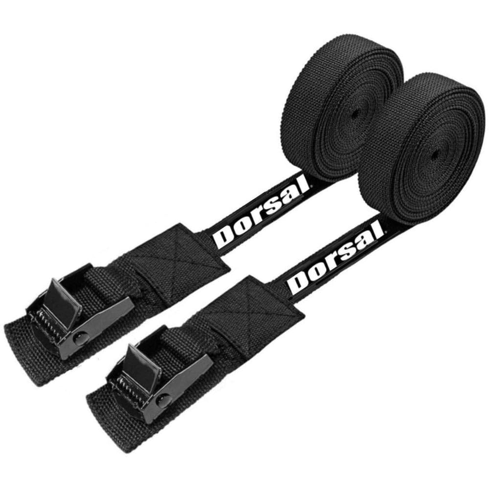 Dorsal Tie Down Straps for Roof Rack Pads Crossbars Holds Surfboards Kayaks Canoes Paddleboards Nylon 15' Feet Black - Opticdeals