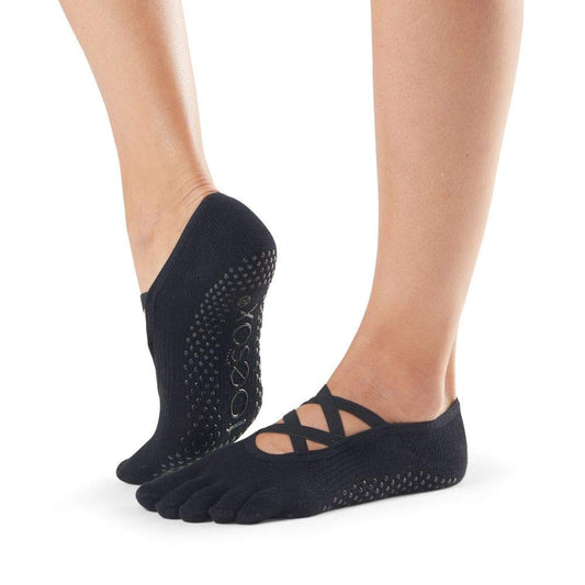 toesox Grip Pilates Barre Socks – Non Slip Elle Full Toe for Yoga & Ballet, Small, Black - Opticdeals