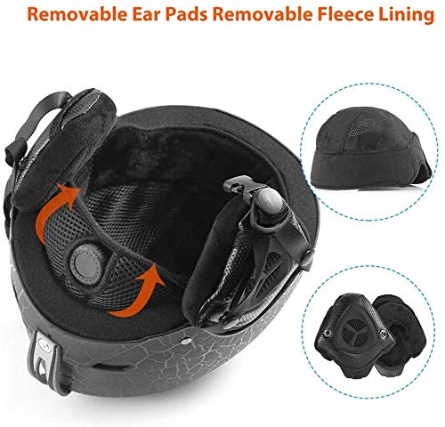 Ski Helmet Unisex (Black-2, L Size:59-61cm Snowboard Helmet - Adjustable Venting Goggles Compatible Removable Liner Ear Pads - Opticdeals