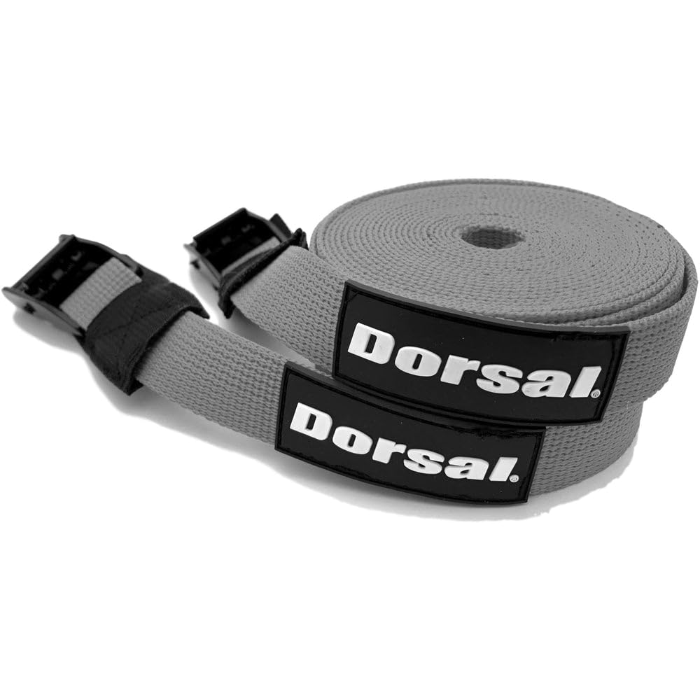 Dorsal Tie Down Straps for Roof Rack Pads Crossbars Holds Surfboards Kayaks Canoes Paddleboards Nylon 15' Feet Black - Opticdeals