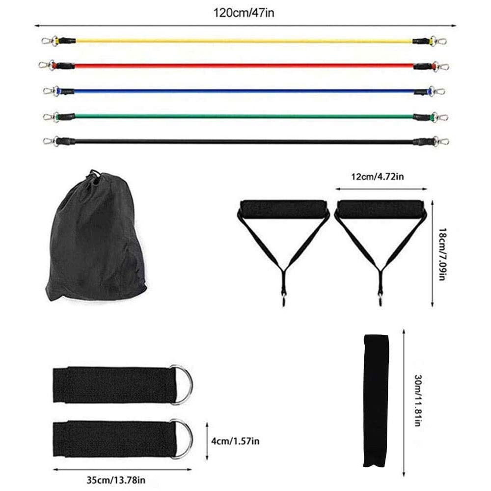 Resistance Bands Set 11pcs 100lbs of Total Weight Resistance - Opticdeals