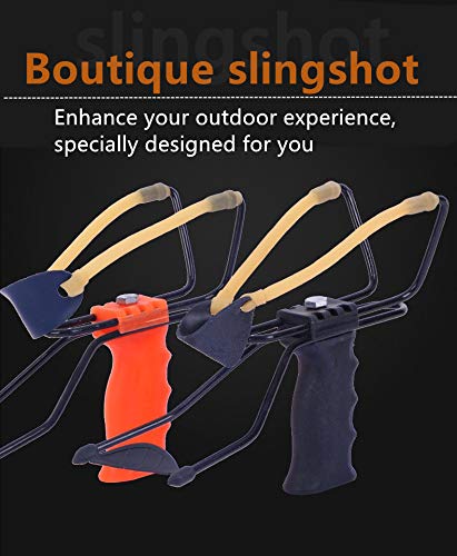 liuyi Slingshot Adult Outdoor Precision Metal Steel Slingshot Professional Hunting Slingshot Combination Set Heavy-Duty Launch Belt high-Speed Flat Round Rubber Band (Orange Classic Tradition) - Opticdeals