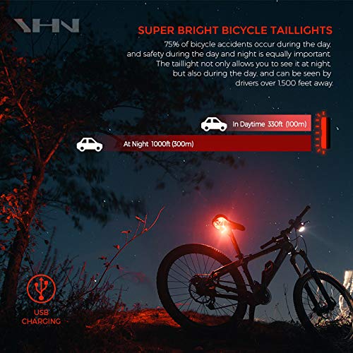 YHN 2 Pack Rear Bike Tail Light Ultra Bright USB Rechargeable Bicycle Taillights - Opticdeals