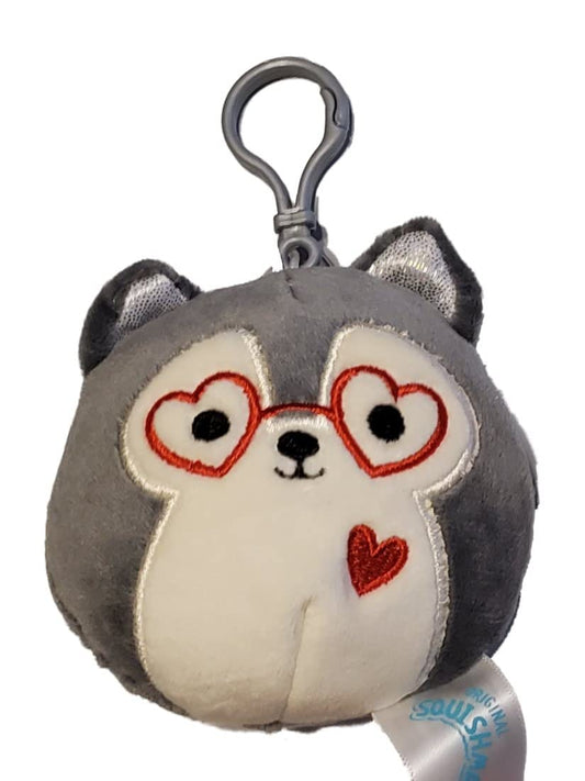 Squishmallows 3.5" Clip On Valentines Ryan The Husky - Opticdeals