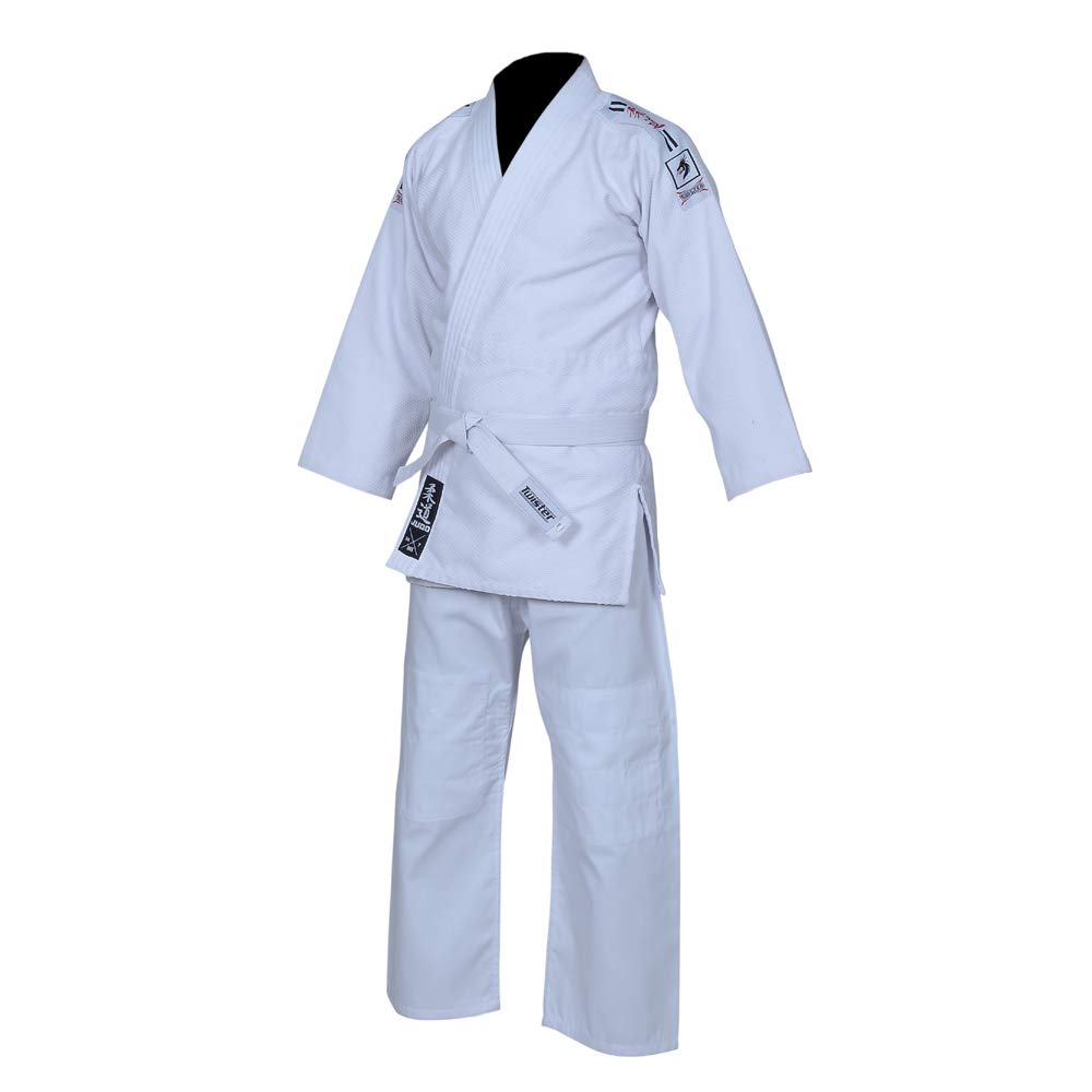 Twister Judo Gi Black Tiger Judo Uniform  (White, 5)  With Free Belts - Opticdeals