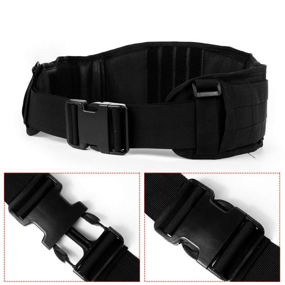 MiLuck Molle War Belt Tactical Belts for Men Adjustable Padded hsgi Battle Belts Heavy Duty with Quick Release Military Utility Shooting Game Paintball Hunting Sports Outdoor Black - Opticdeals