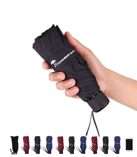 SY COMPACT Travel Umbrella - Lightweight Portable mini Compact Umbrellas (black) - Opticdeals