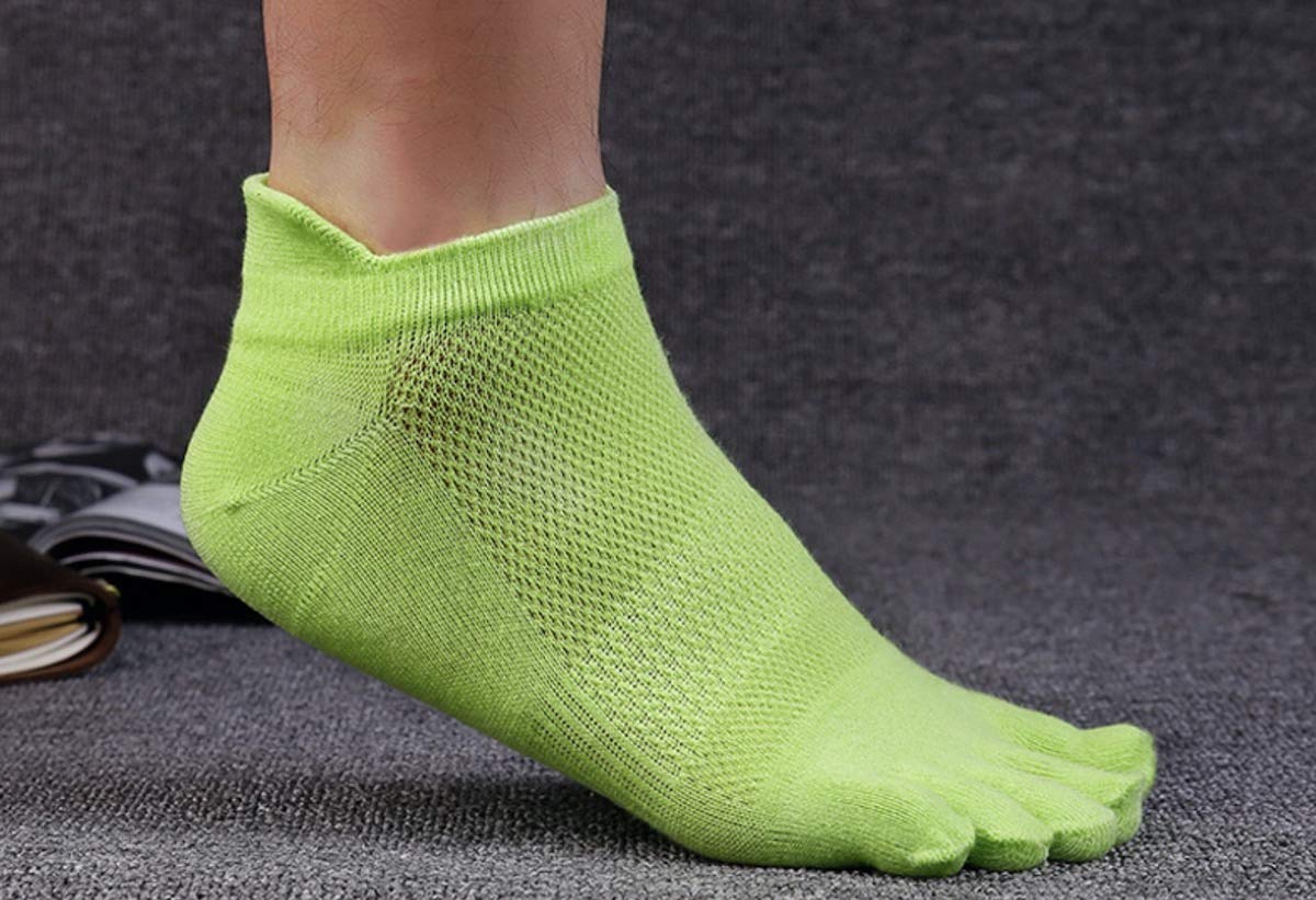 Toe socks 6 pack Yoga Socks  Shoe Sizes 9-12  Neo Green toes separated - Opticdeals