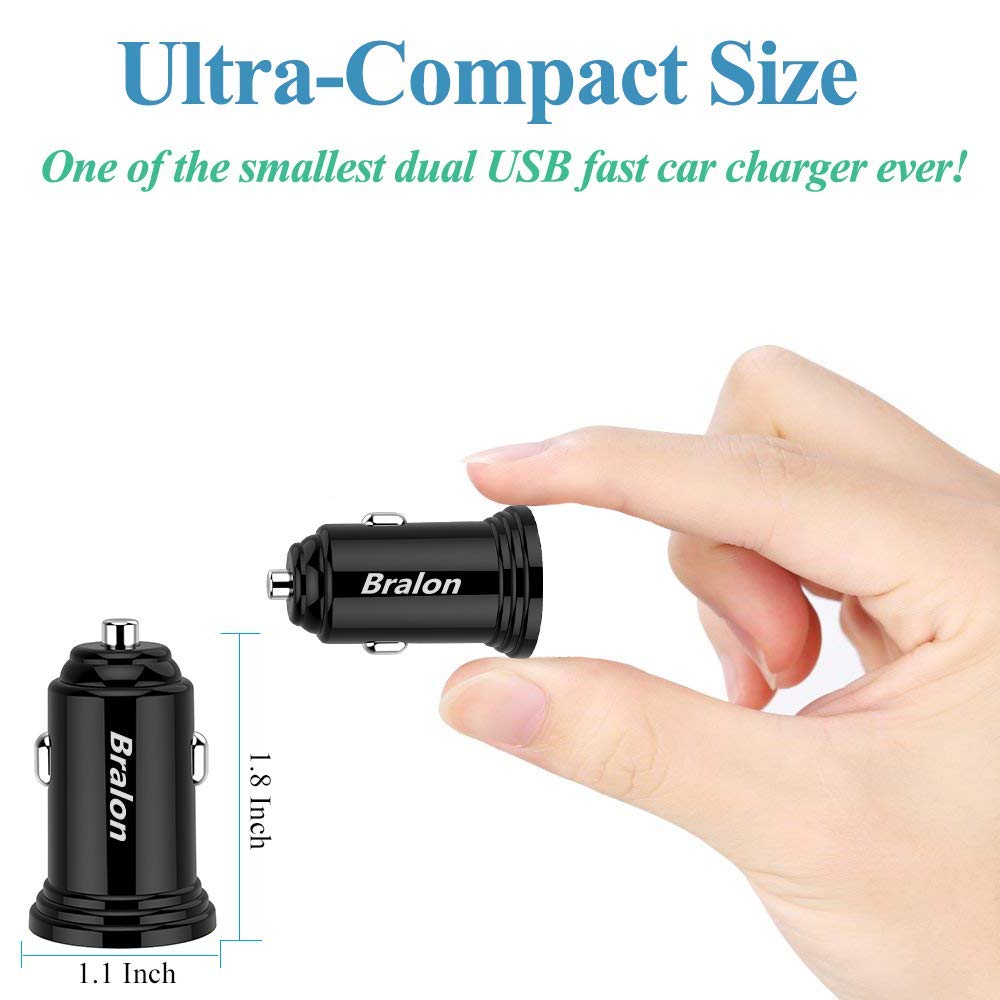 USB Car Charger[4-Pack],Bralon 24W/4.8A Mini 2 USB Fast Car Charger Adapter - Opticdeals