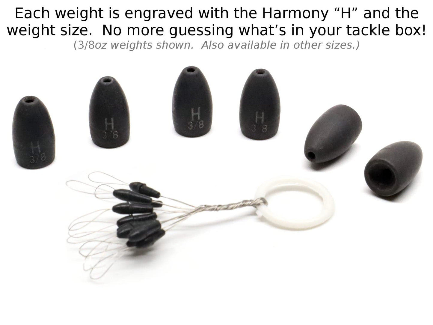 Harmony Fishing - Tungsten Flipping Weights  (1/4 oz (6 Pack)) - Opticdeals