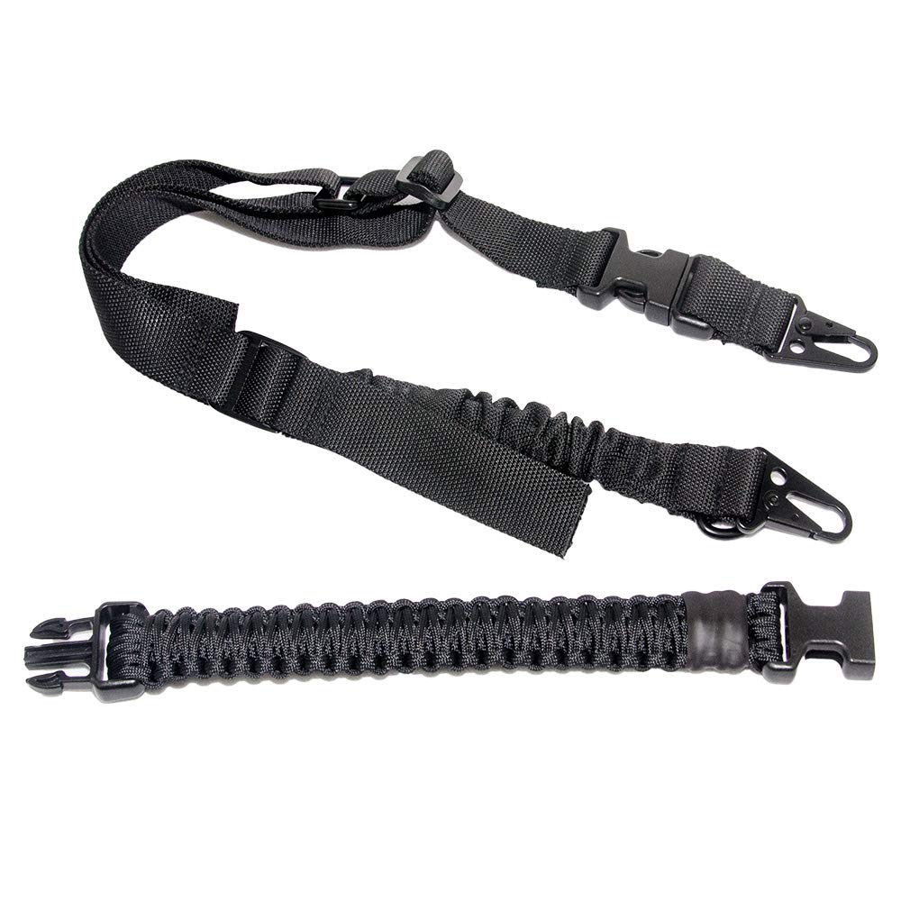 2 Point Rifle Sling 550 Paracord Gun Sling Quick Adjust Gun Shoulder Strap Removable Paracord Survival Strap HK Hooks Two Point Hunting Sling (HK Hooks) - Opticdeals