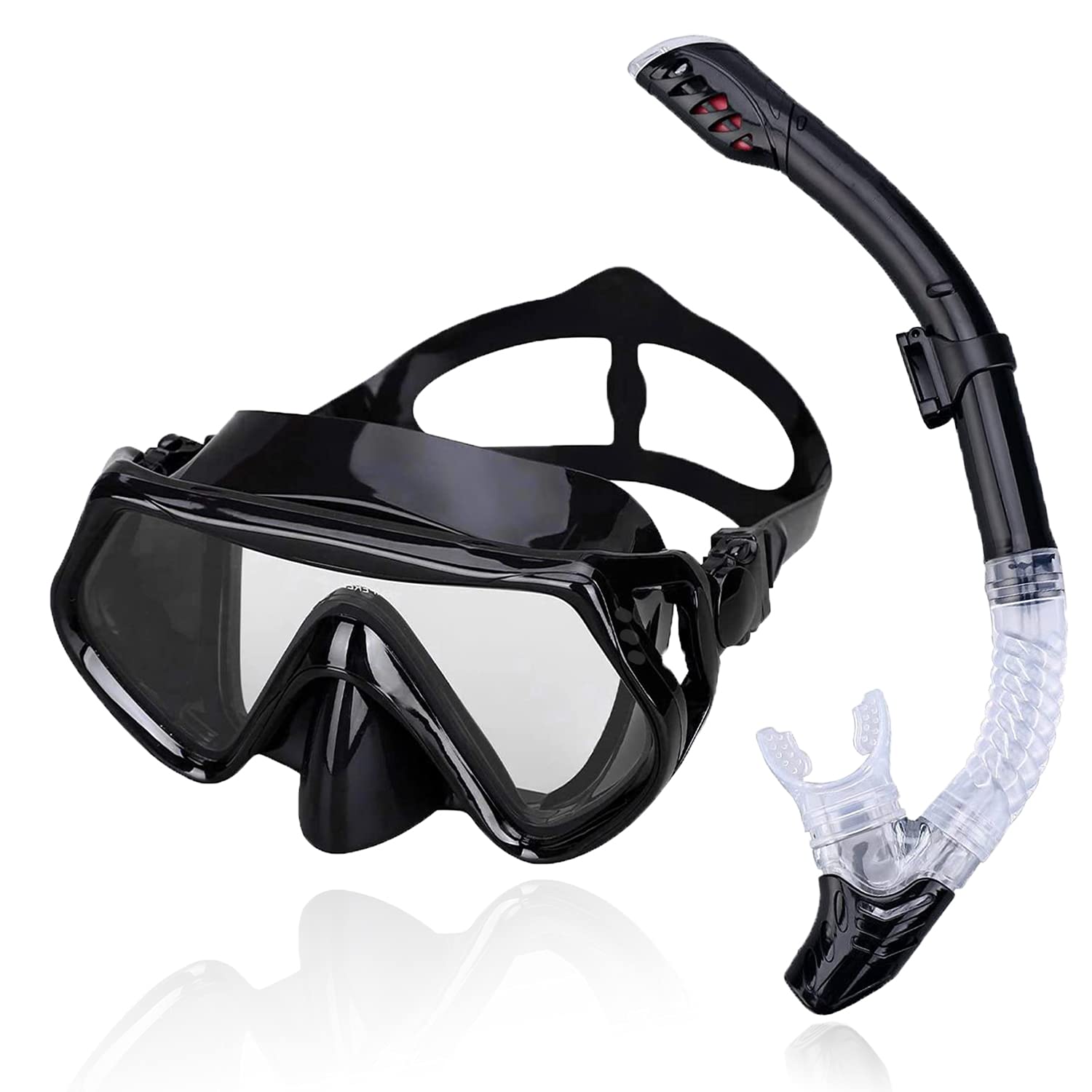 Snorkel Set, Snorkeling Mask Dry Top Anti-Fog Coated Glass Diving Snorkeling Package Set, Anti-Leak Free Breathing Snorkeling Packages with Ear Plugs Swimming Traning Equipment for Adults Youth Kids - Opticdeals