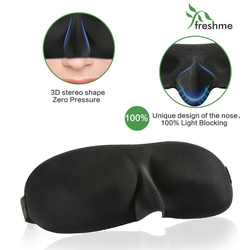 3D Light Blocking Sleep Mask - 2 Pack Comfortable & Lightweight Eyeshade with Adjustable Strap Ear Plugs Carry Pouch for Travel Airplane Naps Blindfold Sleeping Mask for Women Men Father's Day Gift - Opticdeals