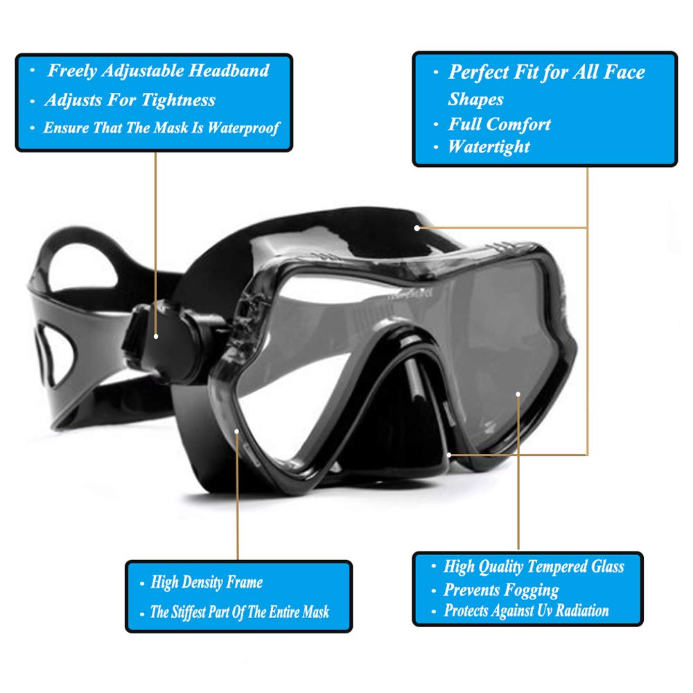 Snorkel Set, Snorkeling Mask Dry Top Anti-Fog Coated Glass Diving Snorkeling Package Set, Anti-Leak Free Breathing Snorkeling Packages with Ear Plugs Swimming Traning Equipment for Adults Youth Kids - Opticdeals