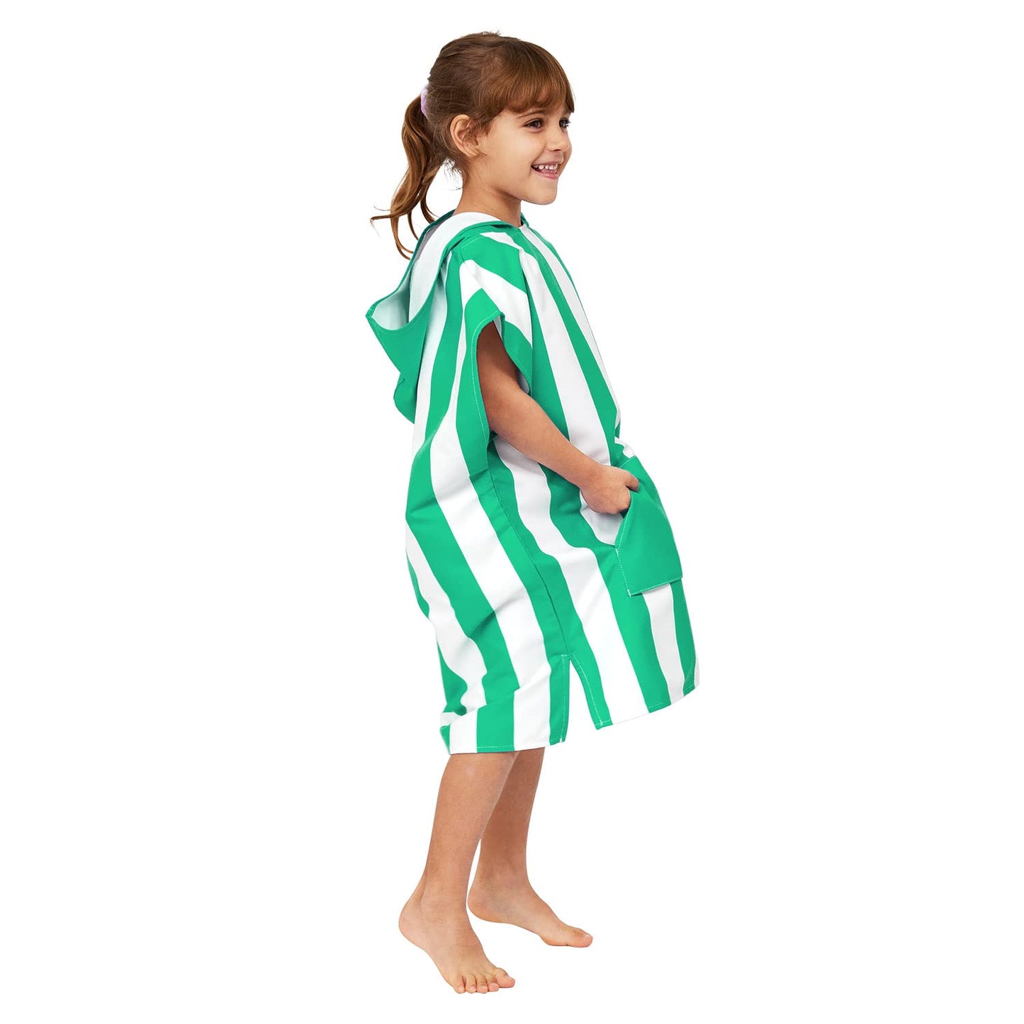 Dock & Bay Poncho with Hood  for Kids Ages 4-7 - Super Absorbent, Quick Dry - Includes Bag - Cabana - Cancun Green, Small (Age 4-7) - Opticdeals