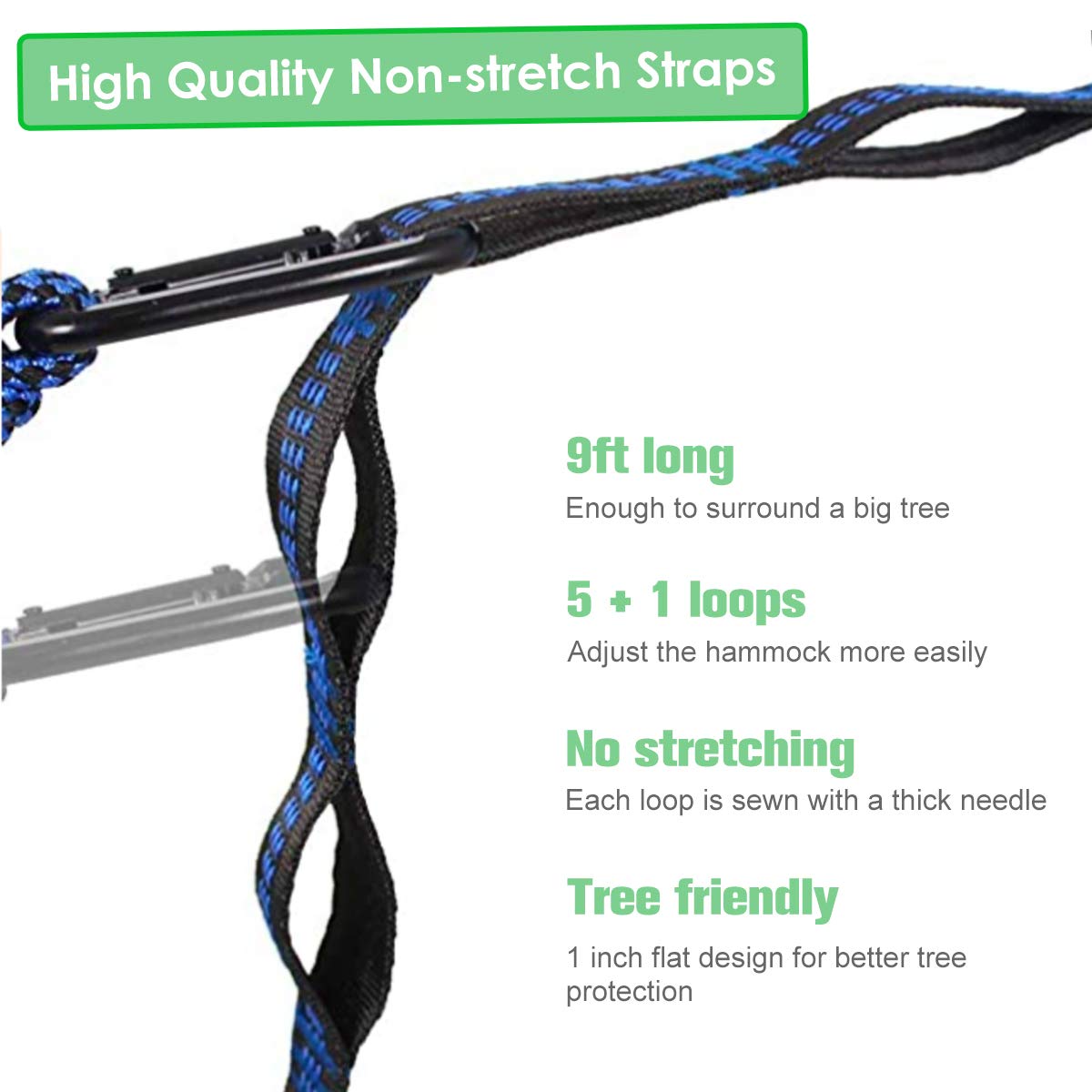 ACOWAY Hammock Camping Double, Hammock and Tree Straps, Travel Parachute Hammock Tree Straps Set of 2,Indoor Outdoor Double Hammock Backpacking for Travel, Beach, Backyard, Patio, Hiking,Green - Opticdeals