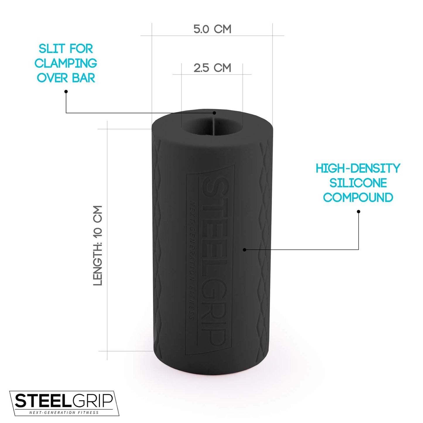 Steelgrip Thick Bar Grips for Dumbbell and Barbell, Fat Silicone Arm Blasters - Opticdeals