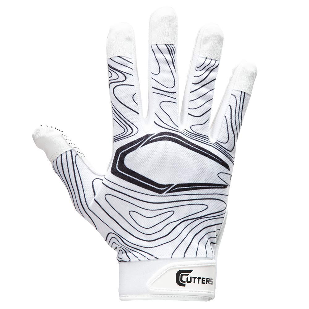 Cutters Game Day Receiver Glvs White Topo L/XL, Adult: L/XL - Opticdeals