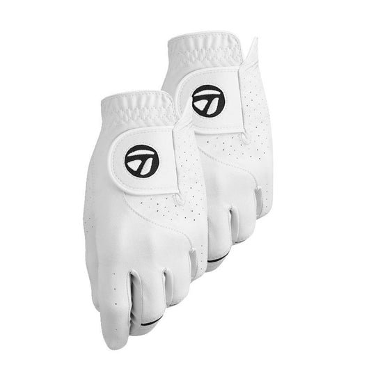 TaylorMade Stratus Tech Glove 2-Pack (White, Left Hand, Medium/Large), White(Medium/Large, Worn on Left Hand) - Opticdeals