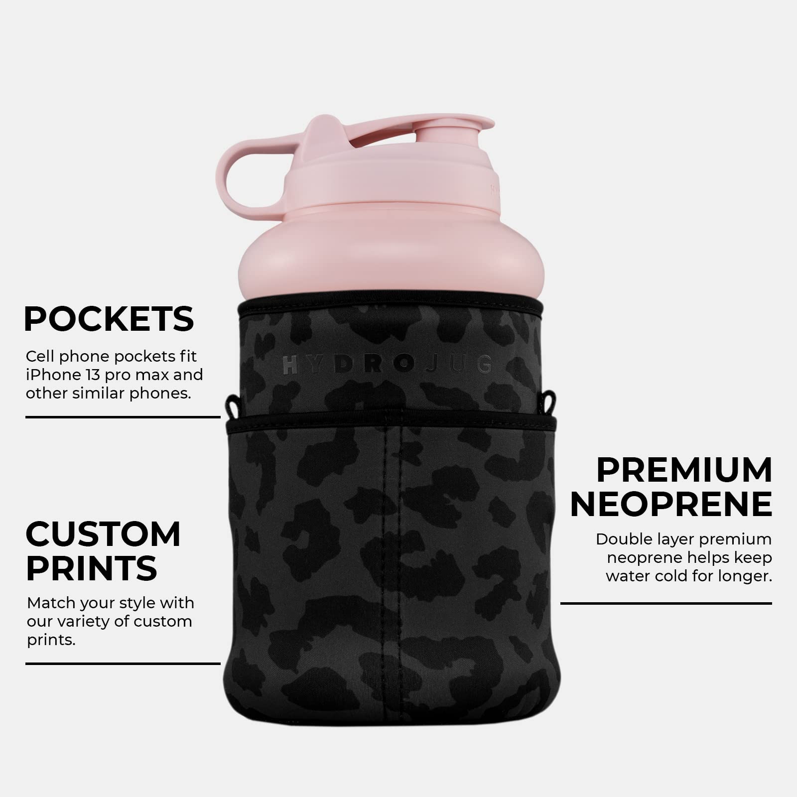 Hydrojug Sleeve - Multi-Pocket Insulated Neoprene Pouch for 73oz Half-Gallon - Opticdeals