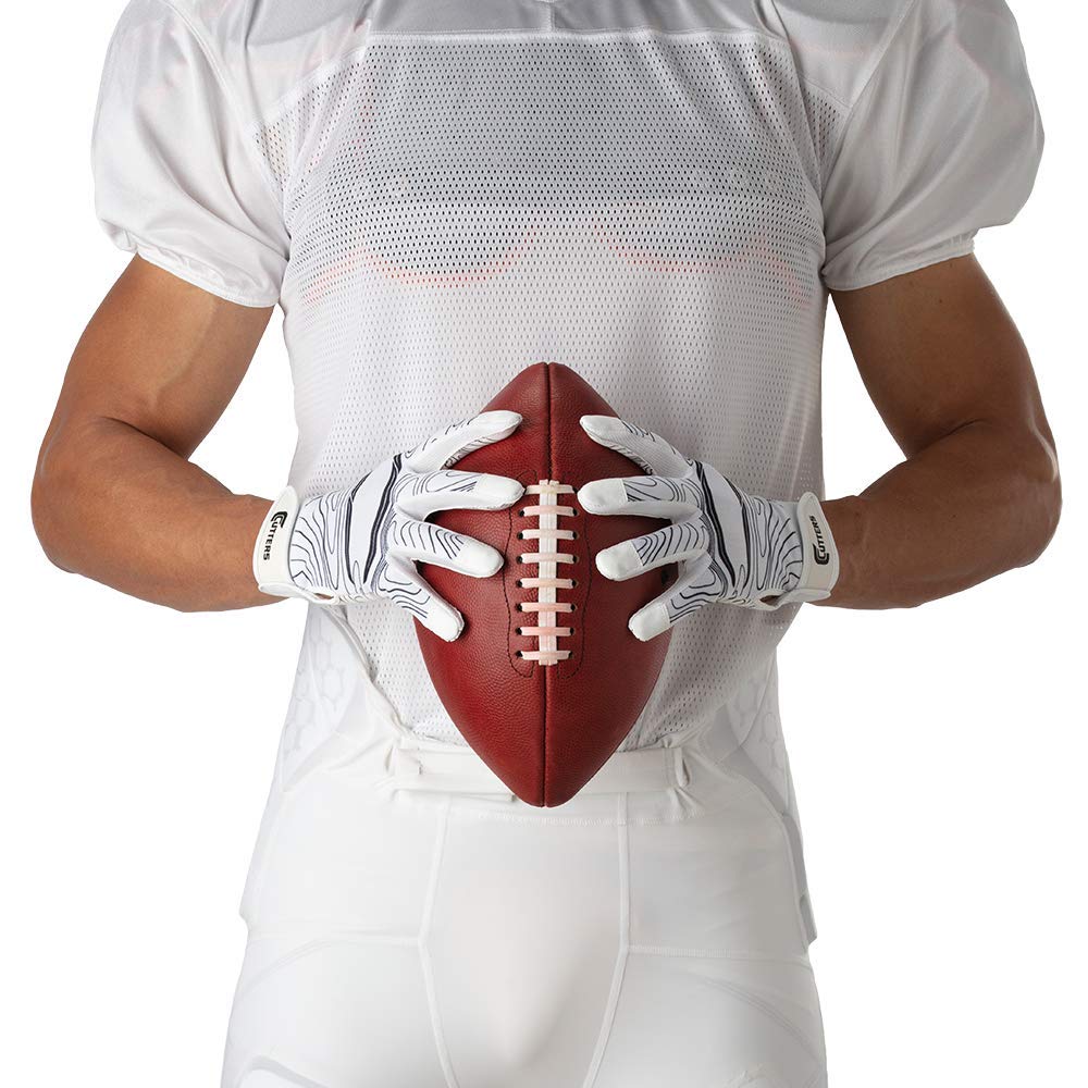 Cutters Game Day Receiver Glvs White Topo L/XL, Adult: L/XL - Opticdeals