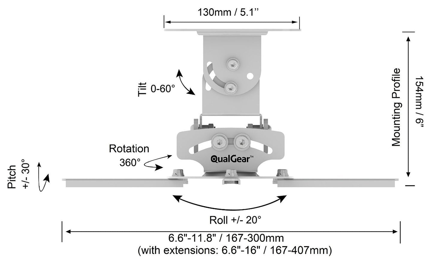 QualGear PRB-717-Wht Ceiling Mount Projector Accessory - Opticdeals