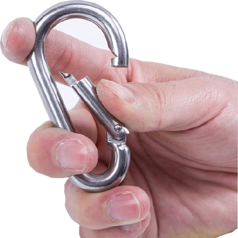 sprookber Stainless Steel Carabiner Spring Snap Hook - 304 Stainless Steel Heavy Duty Clips, Set of 4 (3.15 Inch) - Opticdeals